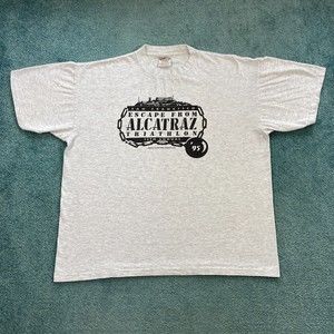 VINTAGE Escape From Alcatraz 1995 Triathlon Shirt XL San Fransisco California